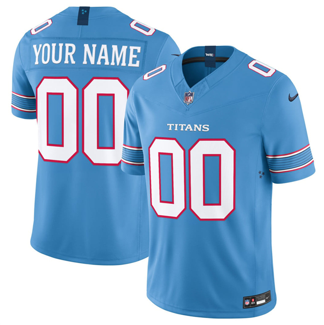 Men's Tennessee Titans Active Player Custom Light Blue 2026 F.U.S.E. Vapor Limited Stitched Football Jersey